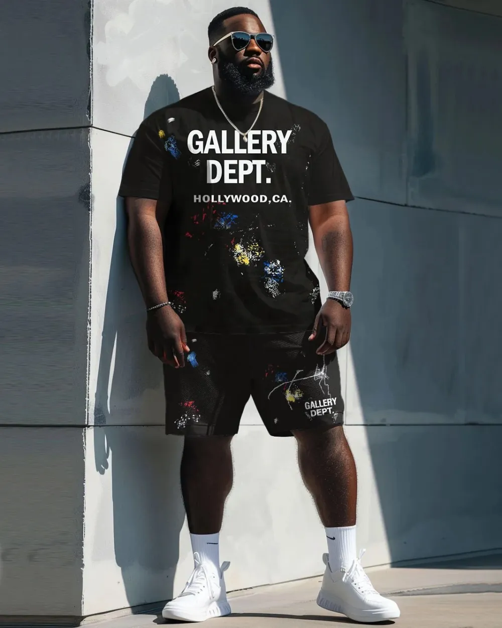 Men'S Plus Size Gallery Dept Print T-Shirt Shorts Set