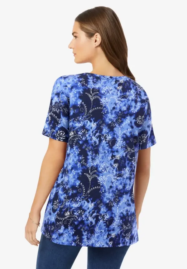 Perfect Printed Short-Sleeve Crewneck Tee
