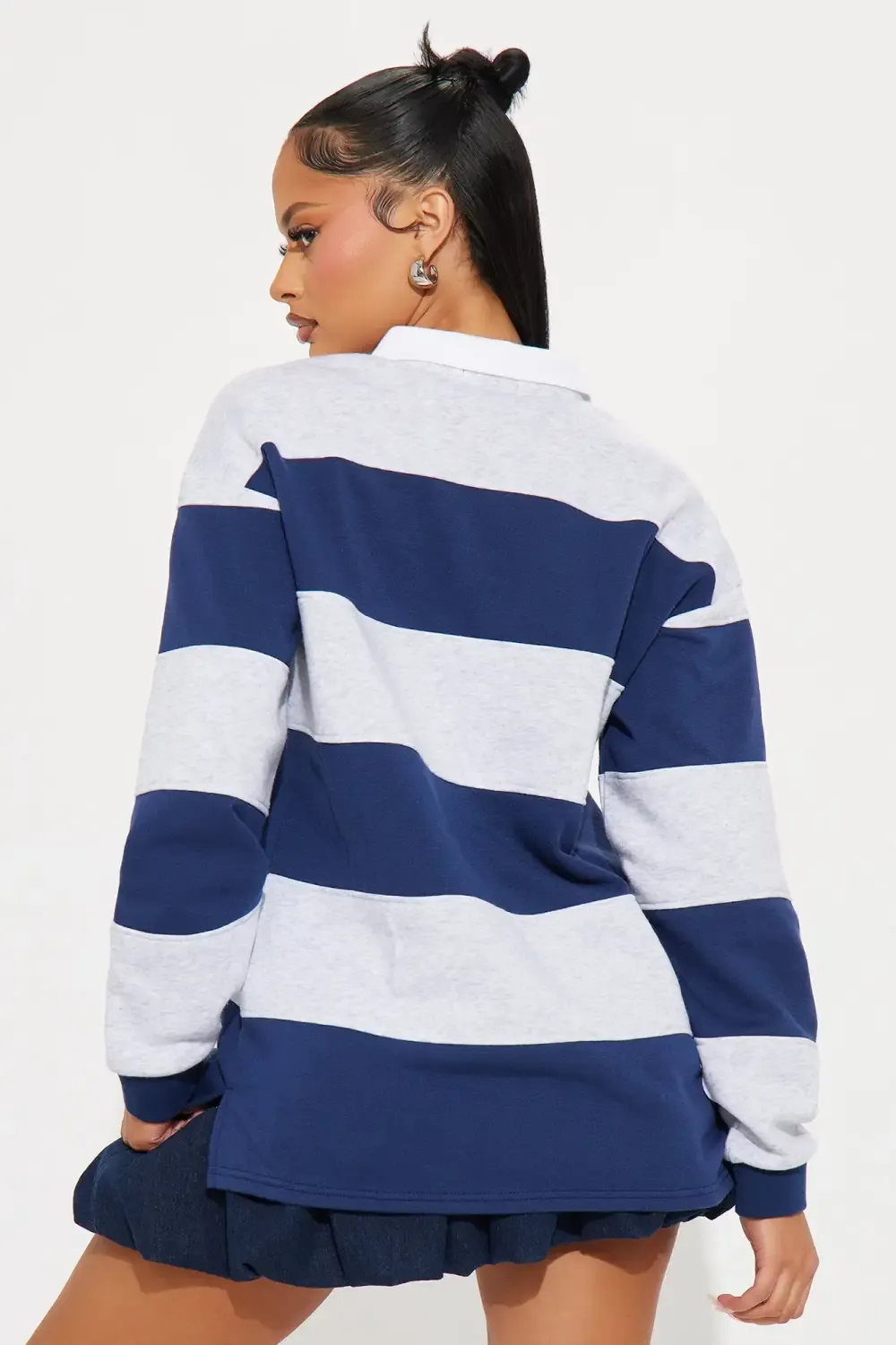Katie Rugby Striped Polo - Navy/combo