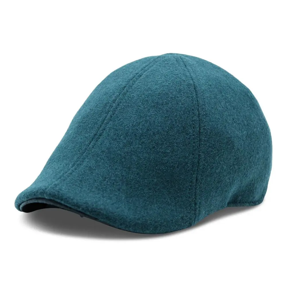 The Kenmore Boston Scally Cap - Slate Blue and Black Leather Brim