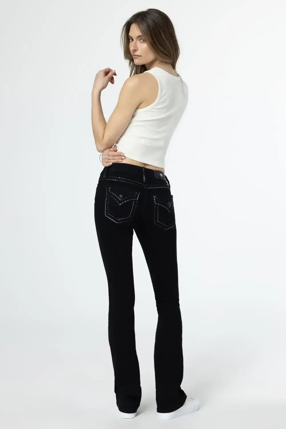 Silver Metallic Classic Black Bootcut Jeans