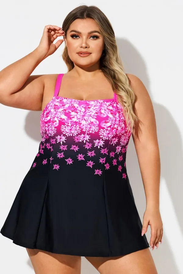 Blue Ocean Square Neckline Women Stylish Swimdress