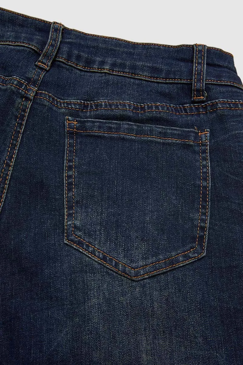 Wash Ripped Low Waist Flare Jeans Without Belt