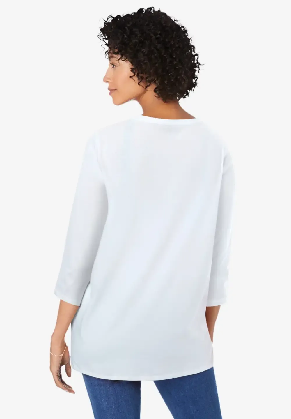 Perfect Three-Quarter Sleeve V-Neck Tunic