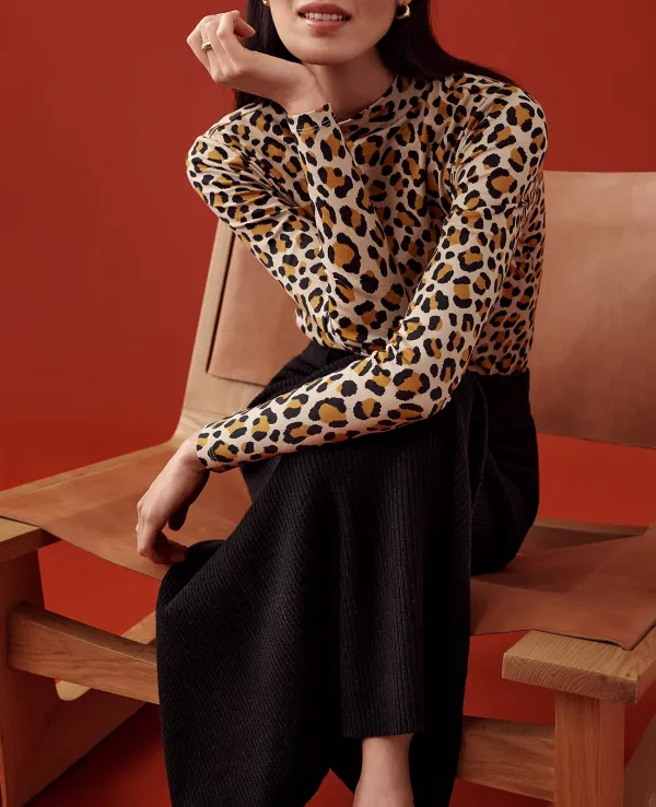 Animal Print Mock Neck Top