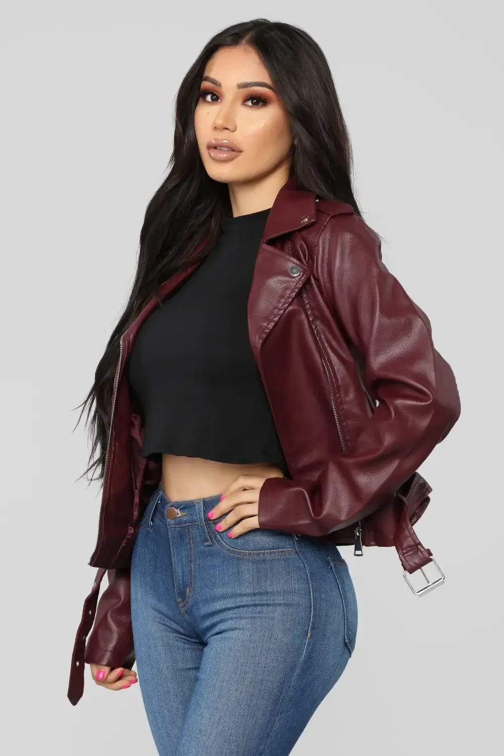Araxie Vegan Leather Jacket - Wine