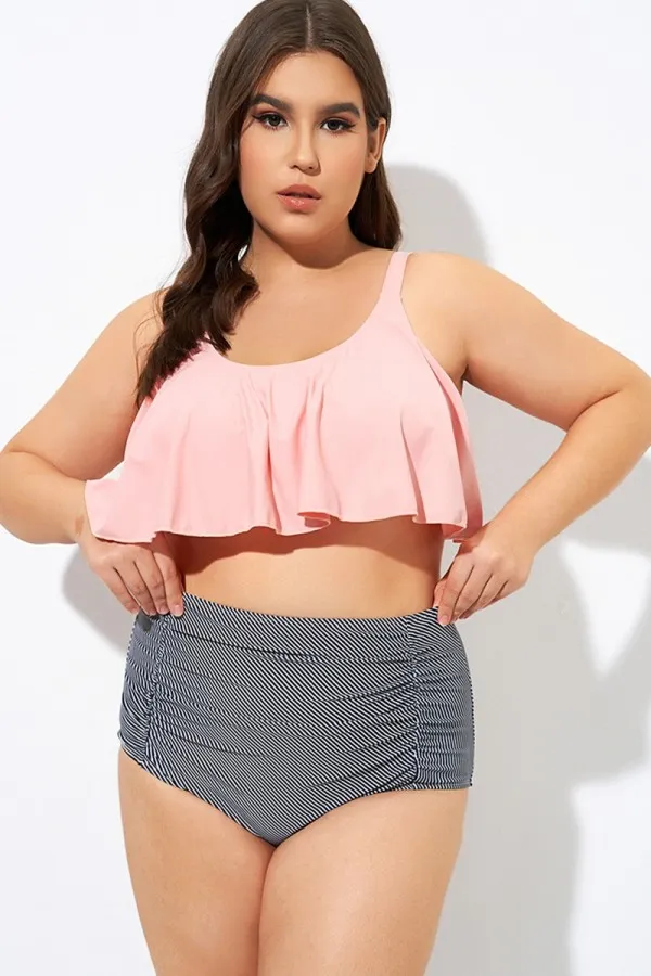 Black Sexy Scoop Neck High Waist Bikini Set