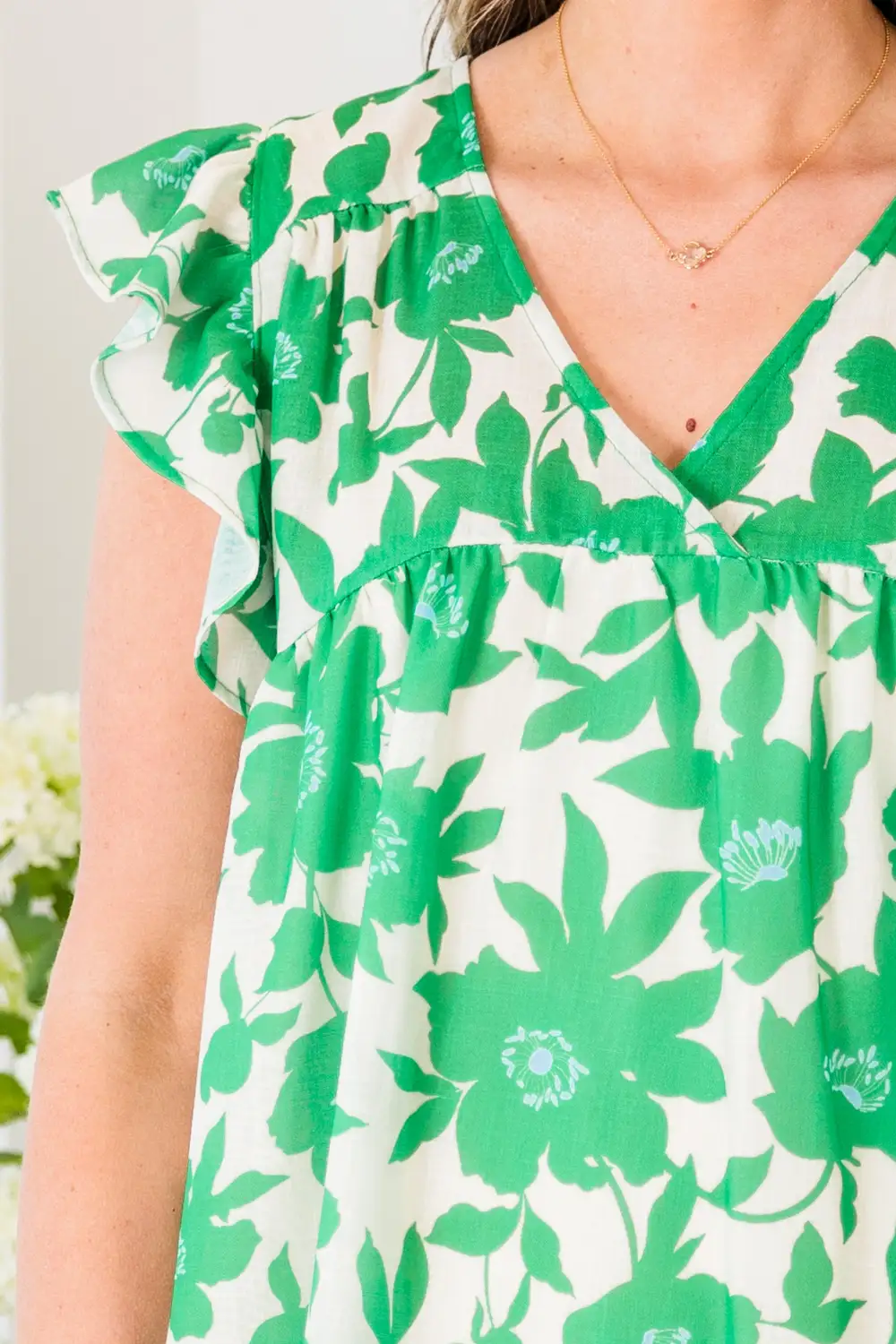 Next Big Move Dress, Green Floral