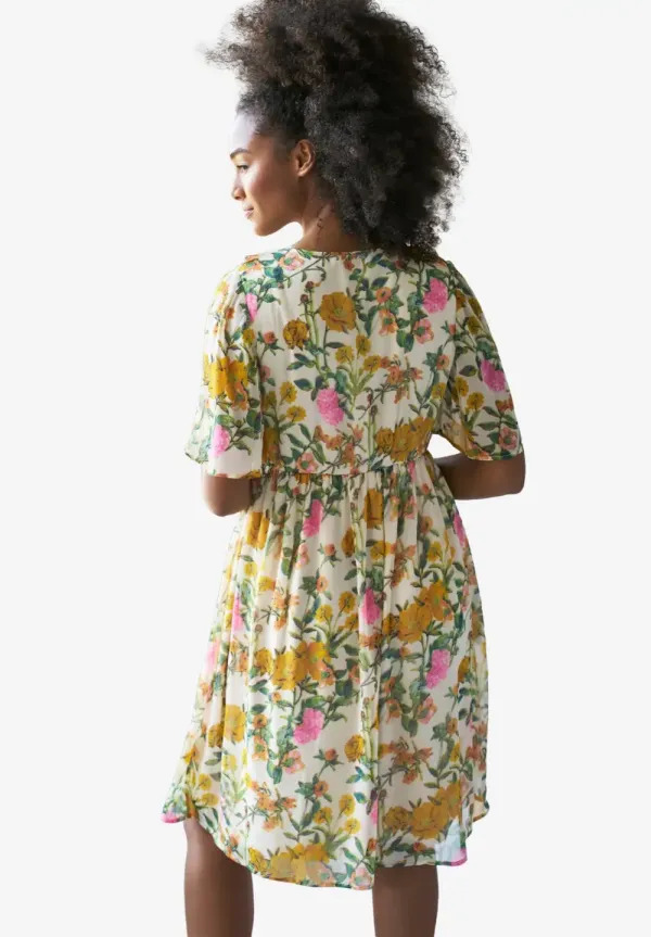 Ruffled V-Neck Empire Dress