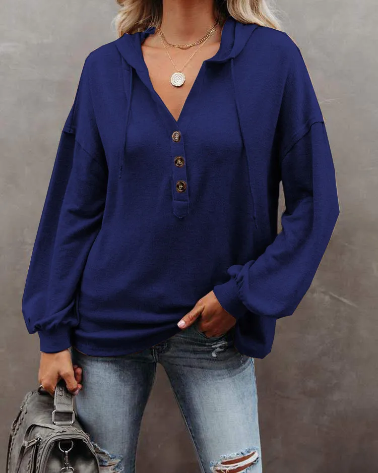 Hoodie Casual Loose Solid Color Sweatshirt