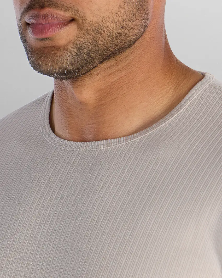Ribbed Short Sleeve Drop-Cut