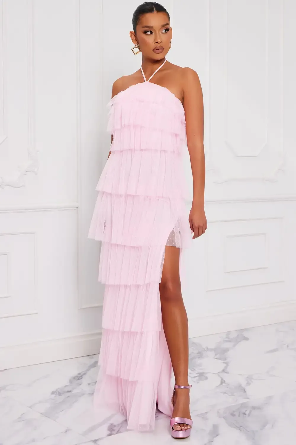 Dressing Up Tulle Maxi Dress - Pink