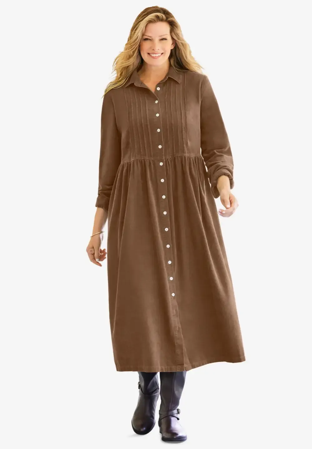 Button Front Corduroy Dress