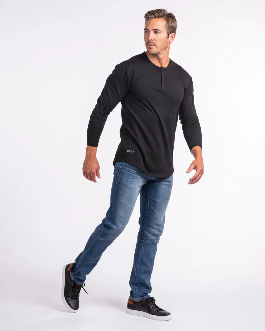 Henley Drop-Cut Long Sleeve: Lux