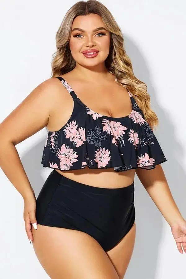 Floral Print Sexy Scoop Neck Bikini Top