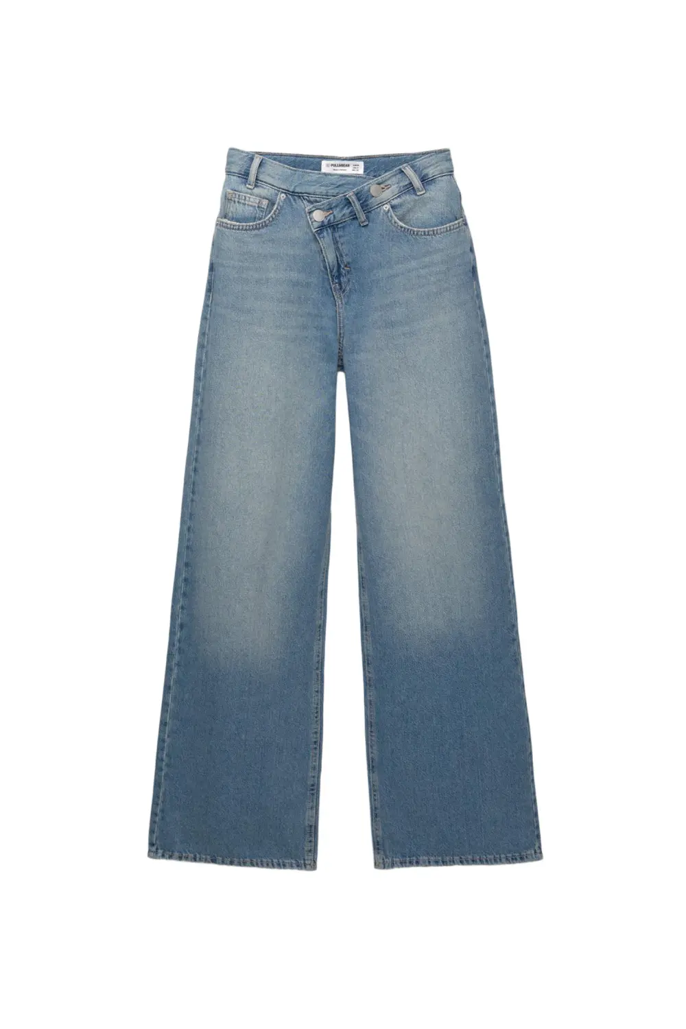 Jeans wide leg cintura cruzada