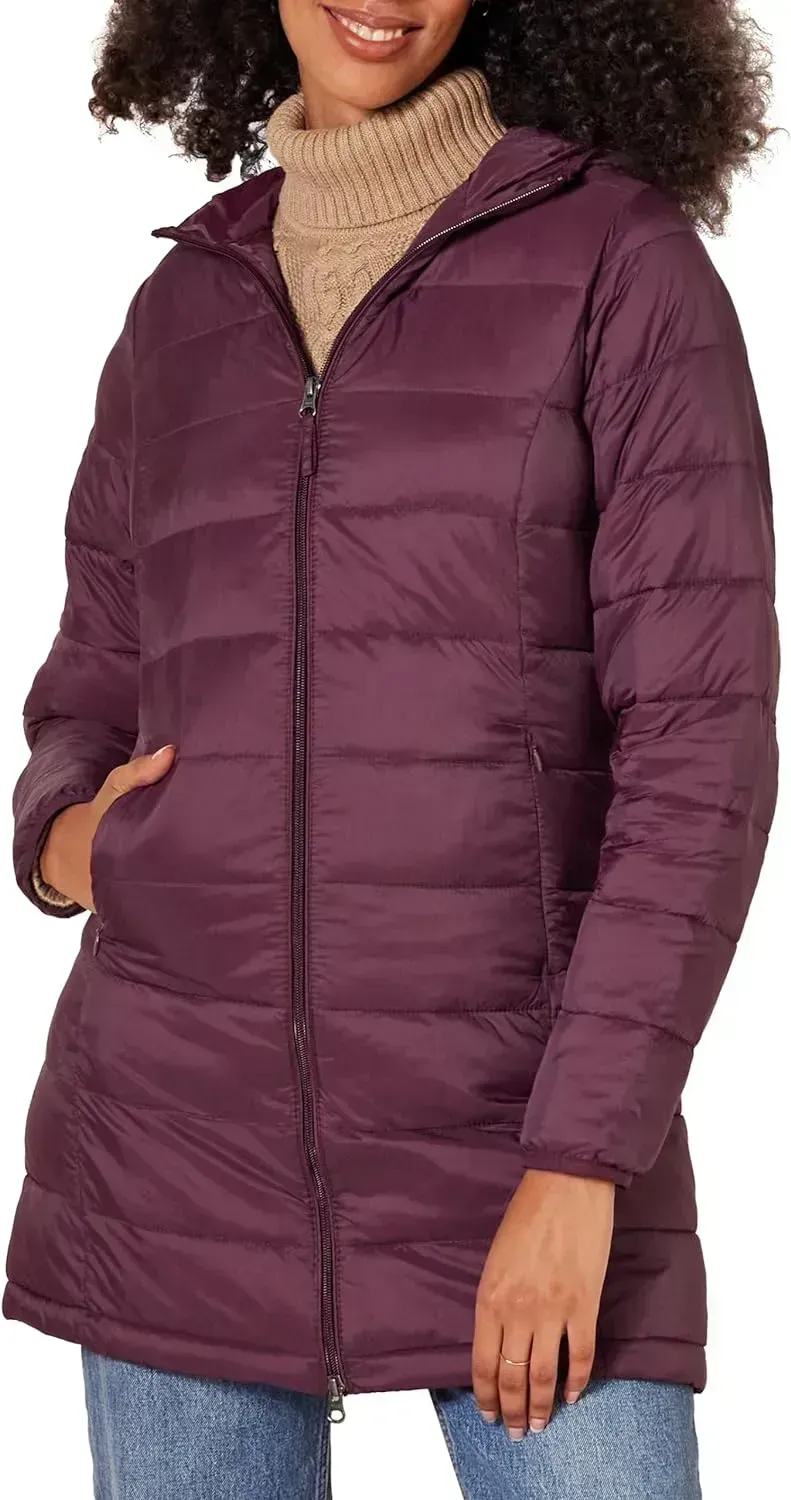 Women's Lightweight Water-Resistant Hooded Puffer Coat (Available in Plus Size)