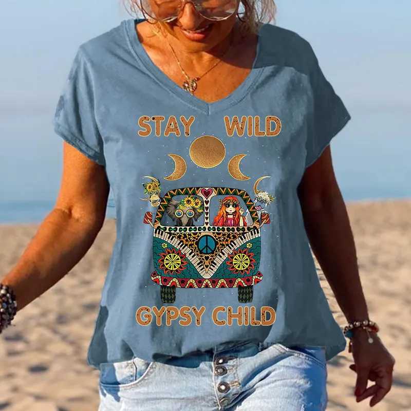 Stay Wild Gypsy Child Elephant Printed Graphic Tees