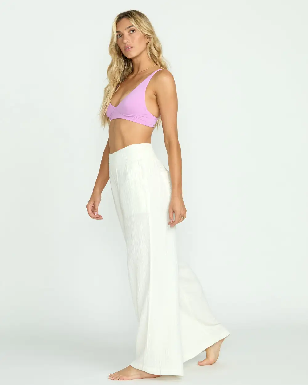 New Waves Gauze Elastic Waist Pants - Salt Crystal