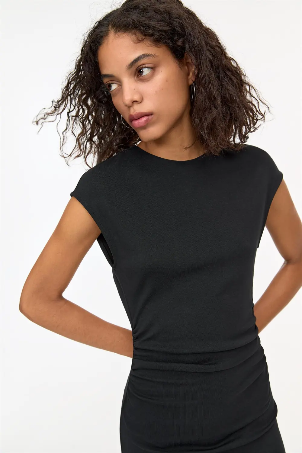 Vestido midi frunces