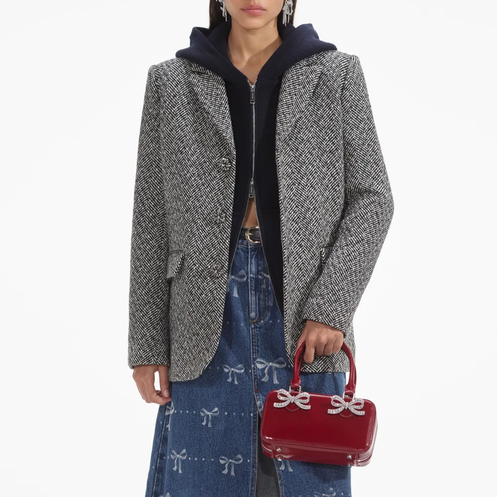 Black Herringbone Blazer