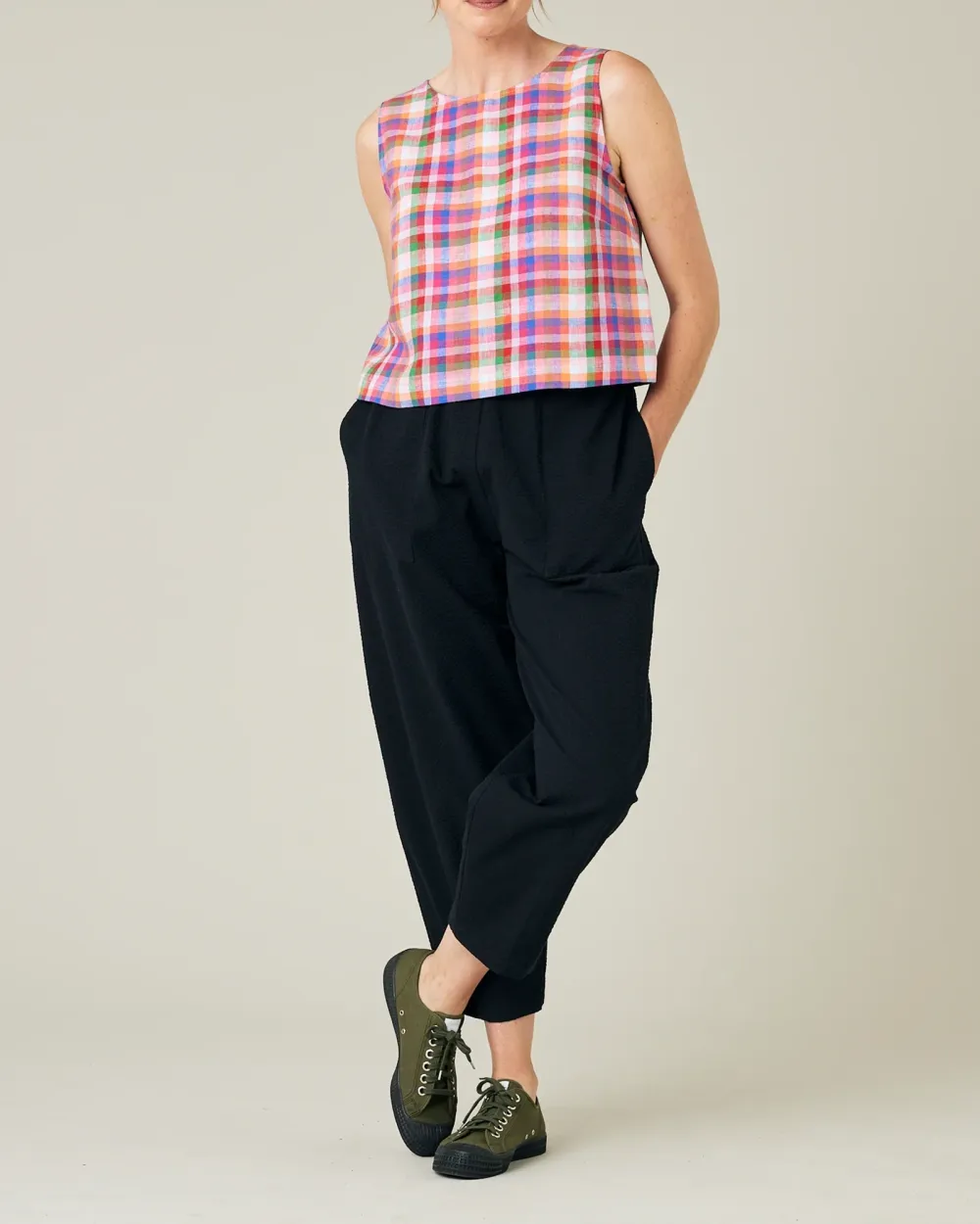 CHECK LINEN TOP