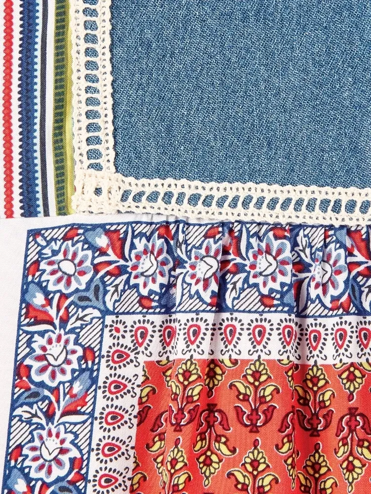 Patchwork Print Rayon Dress
