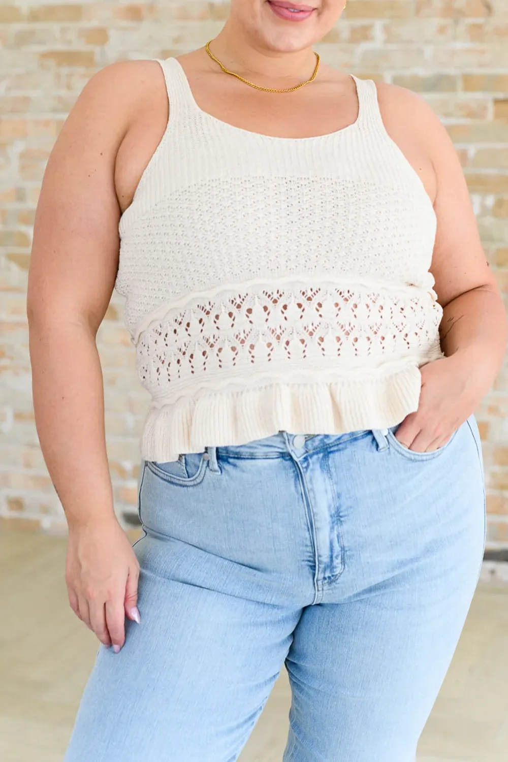 Carved out Simple Daily Cream Tank Tops