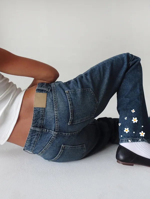 Steel Blue Low Rise Parallel Jeans
