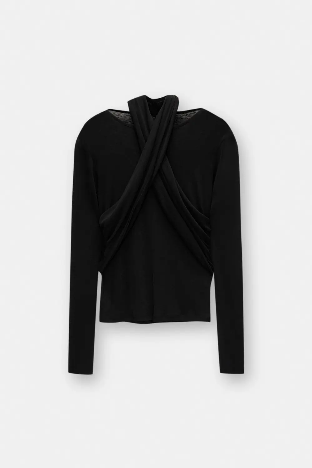 Crossover neckline T-shirt