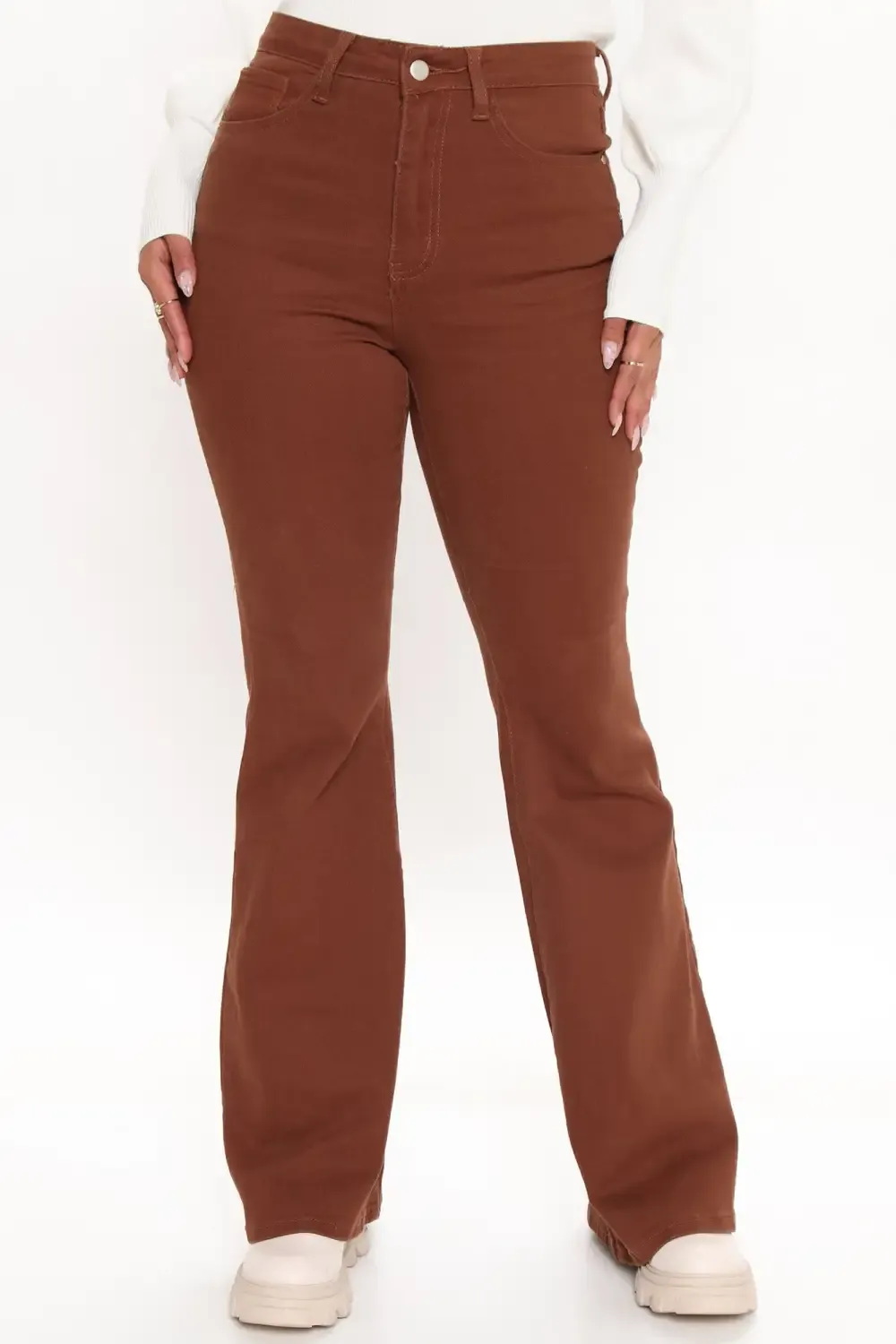 Manchester High Rise Flare Jeans - Brown