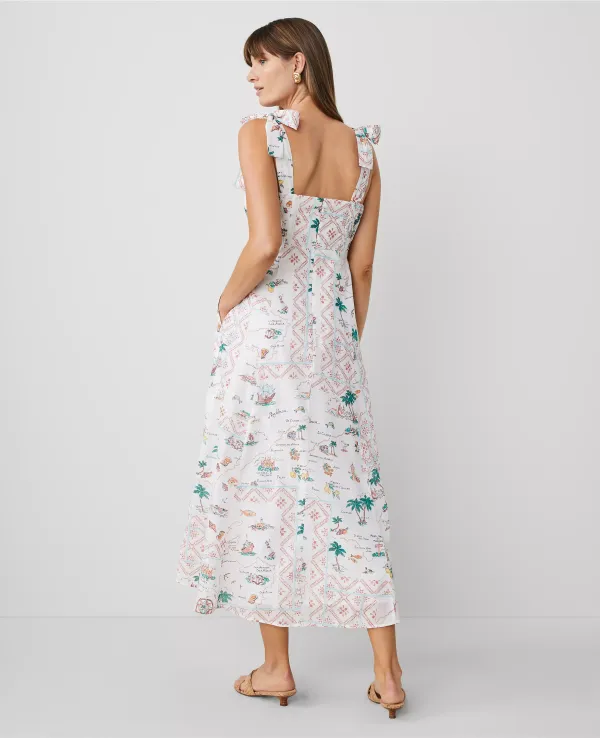 Map Print Flare Dress