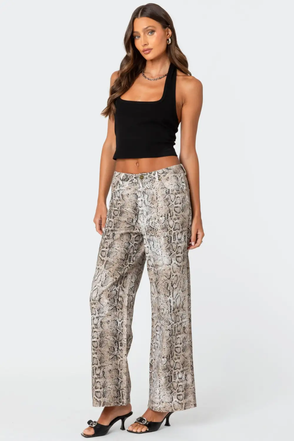 Snakeskin Printed Low Rise Jeans