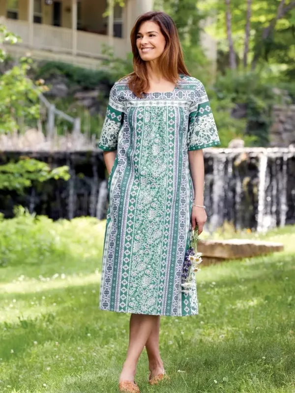 Vertical-Print Cotton Muumuu