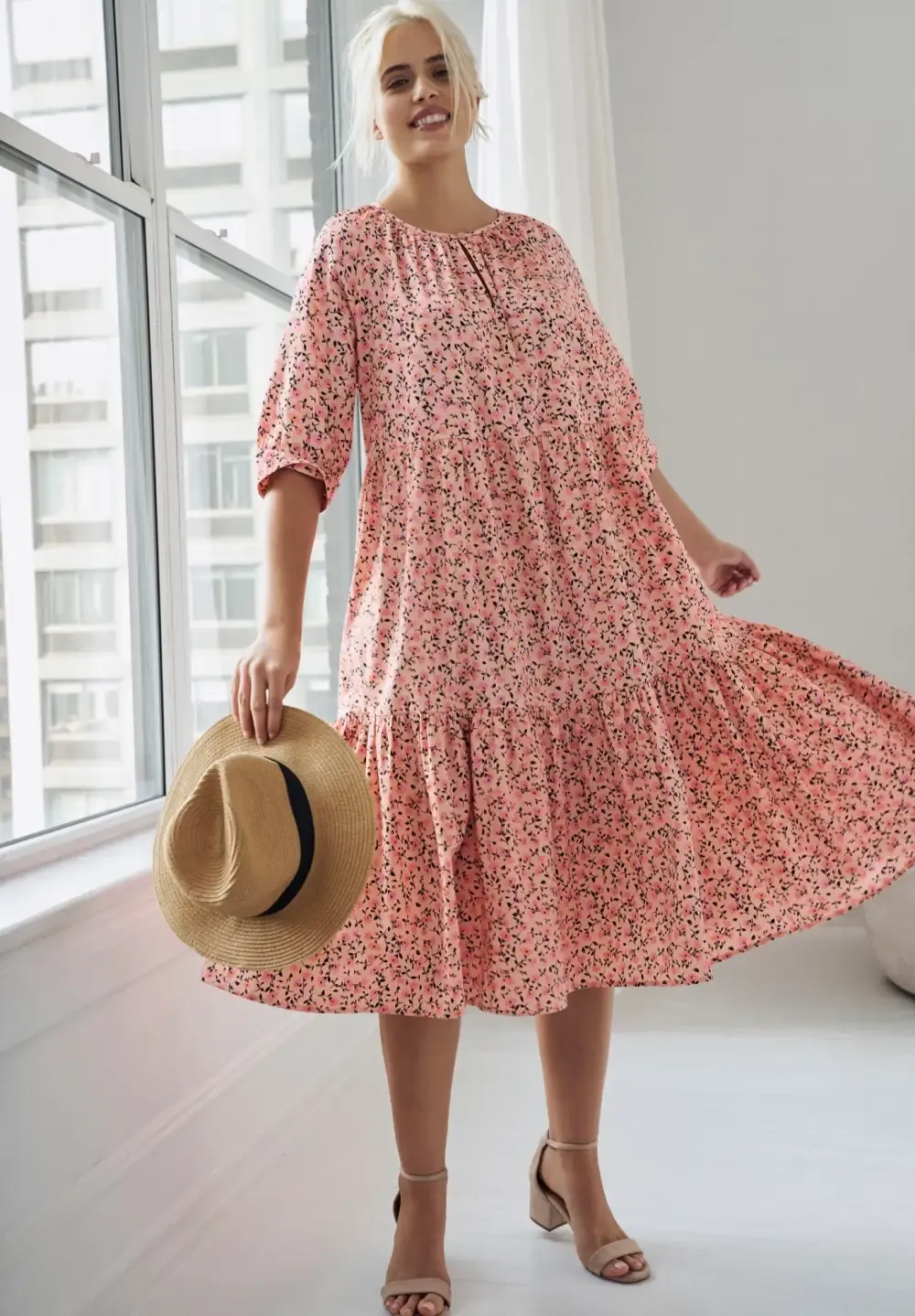Tiered Cotton Midi Dress