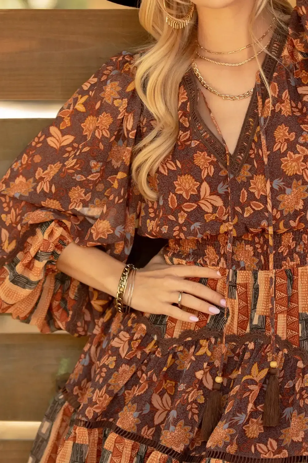 Mixed Floral Pattern Mini Dress