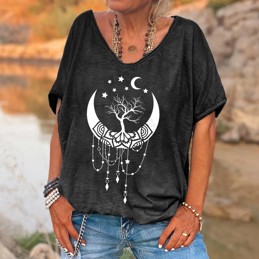 Custompupshirt Above the Moon Printed Women's T-shirt