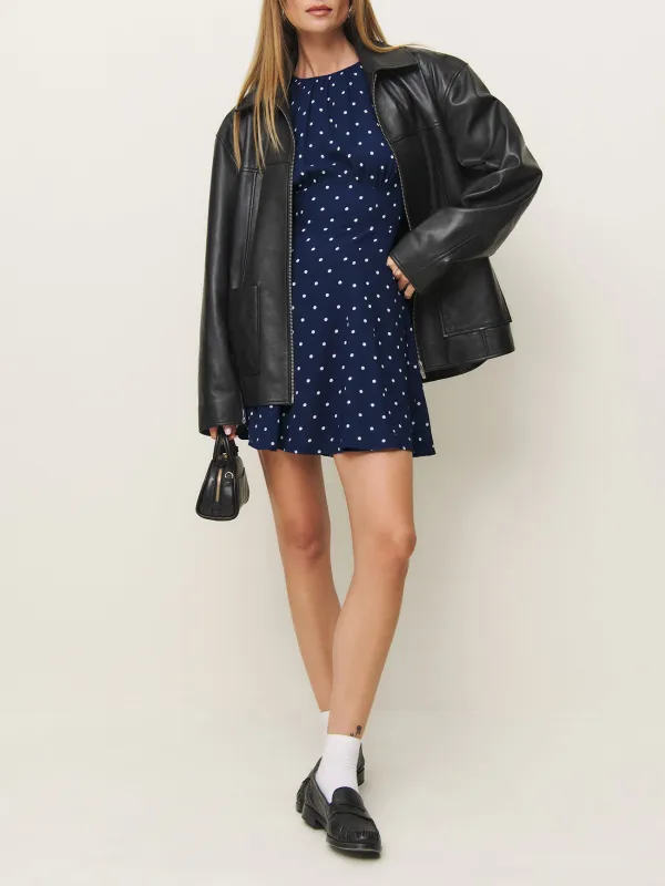 Polka Dot Puff Sleeve Mini Dress