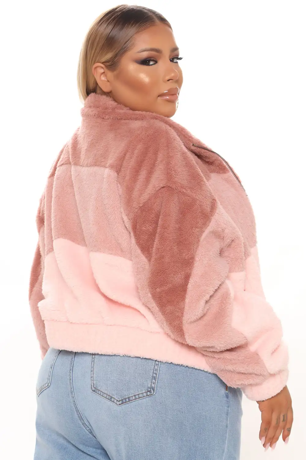 Cozy Little Teddy Jacket - Mauve/combo