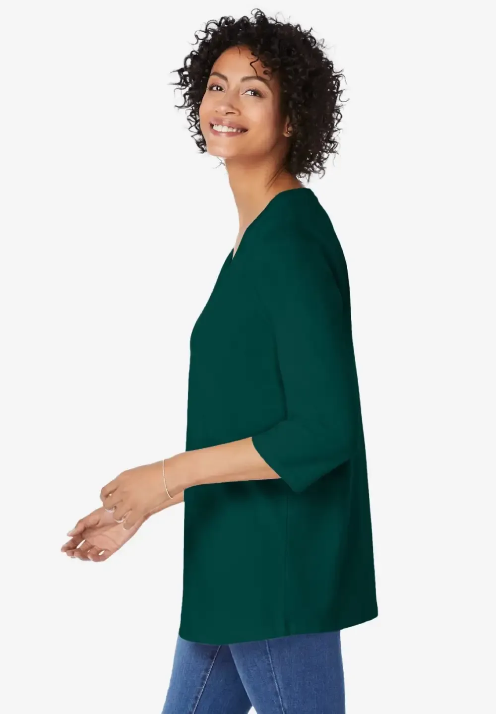 Perfect Three-Quarter Sleeve V-Neck Tunic