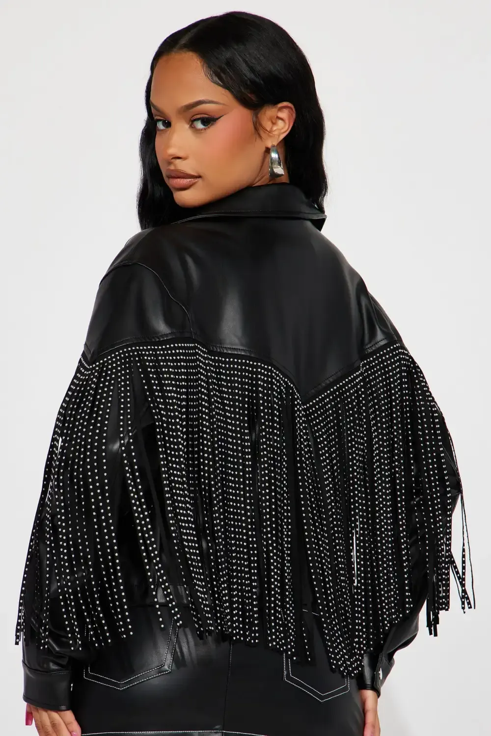 Enjoy The Moment Faux Leather Fringe Jacket - Black