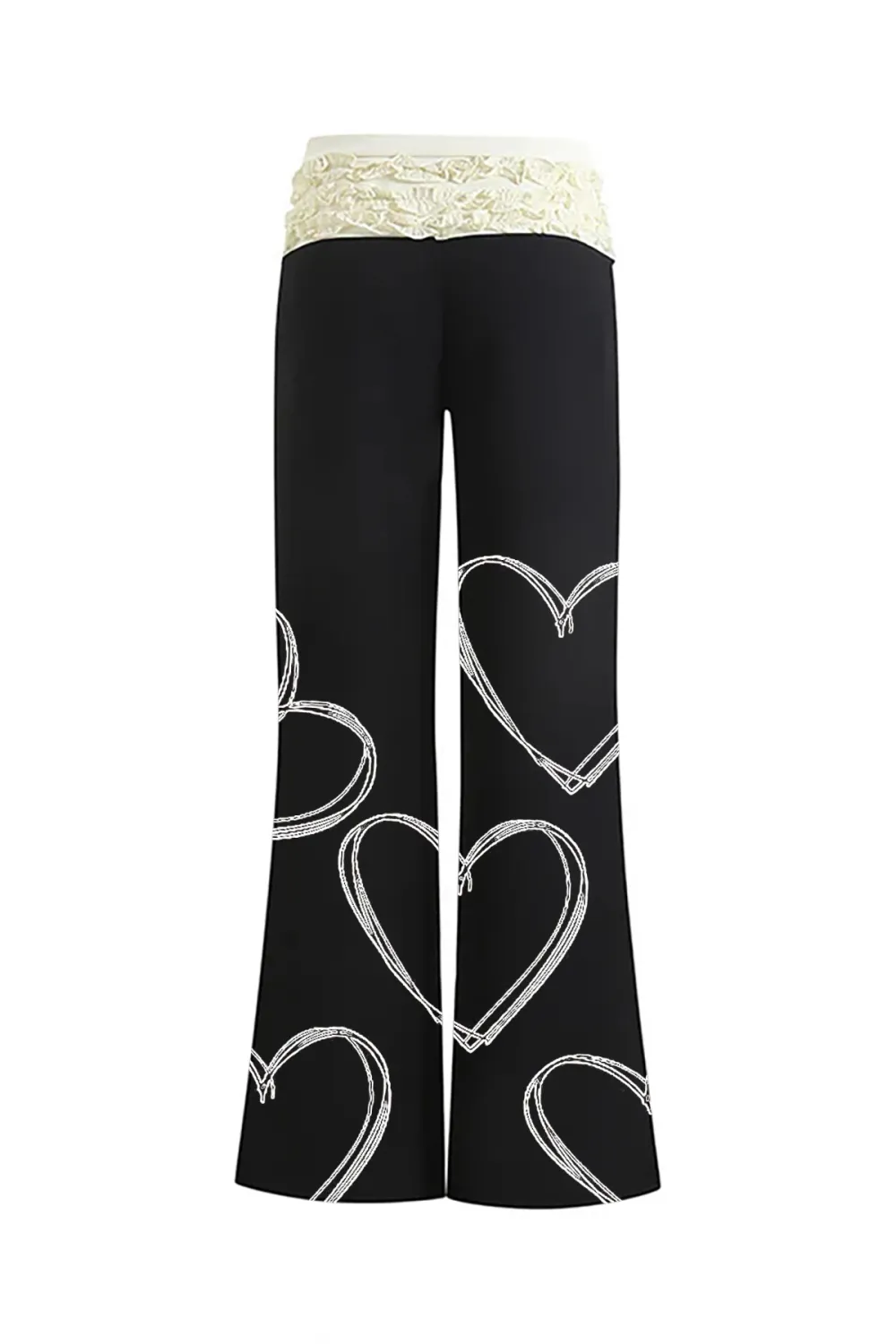 Graceful Two Tone Ruffle Layered Low Rise Hybrid Bootcut Pants