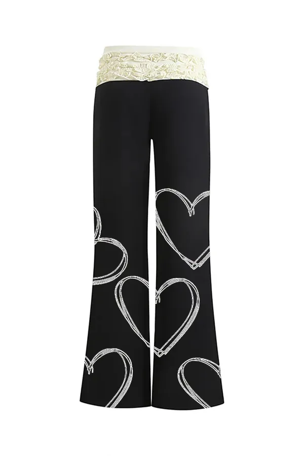 Graceful Two Tone Ruffle Layered Low Rise Hybrid Bootcut Pants