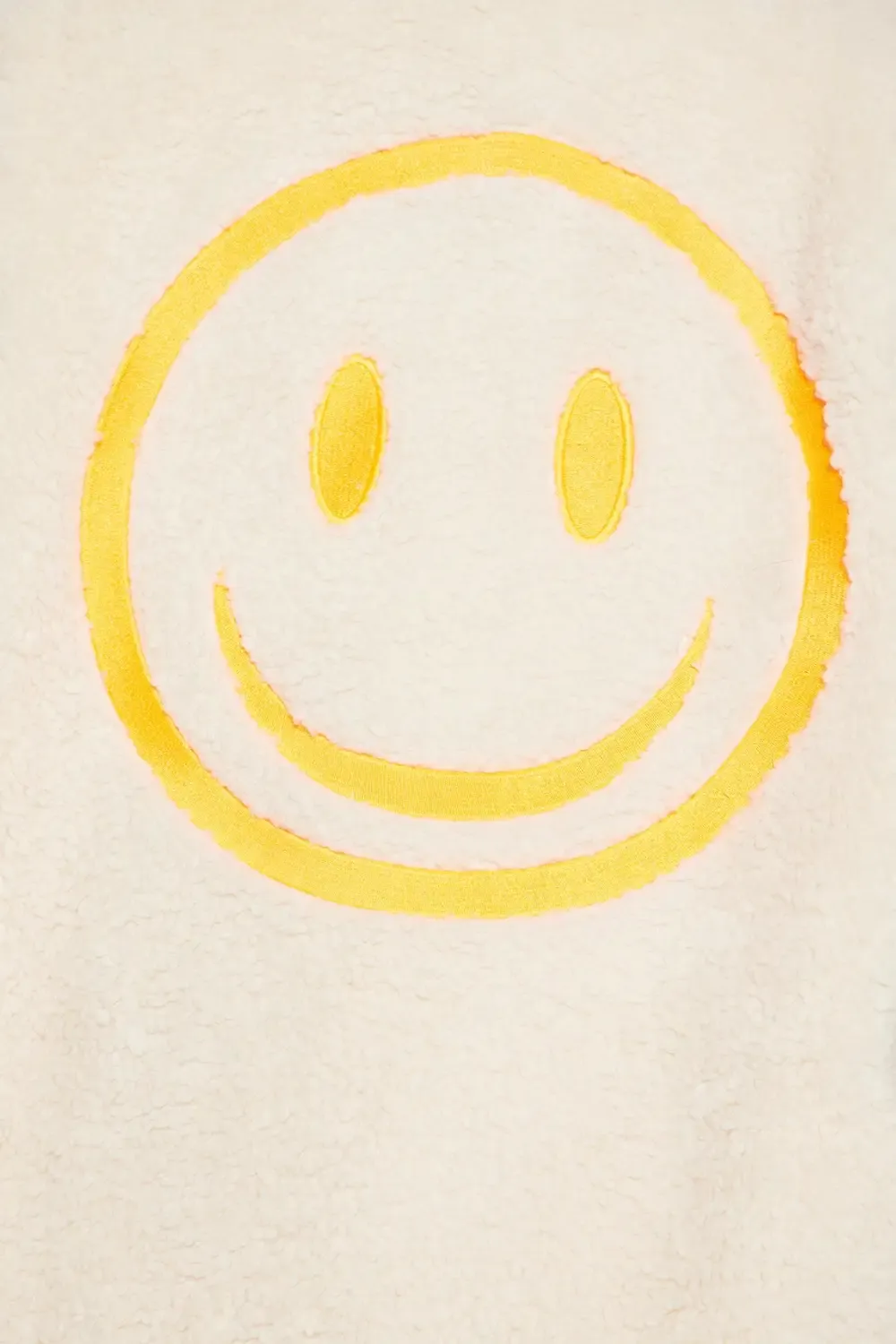 Fake Smiles Embroidered Sherpa Jacket - Cream