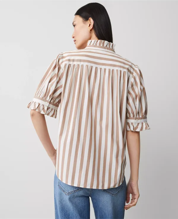 Striped Ruffle Collar Blouse