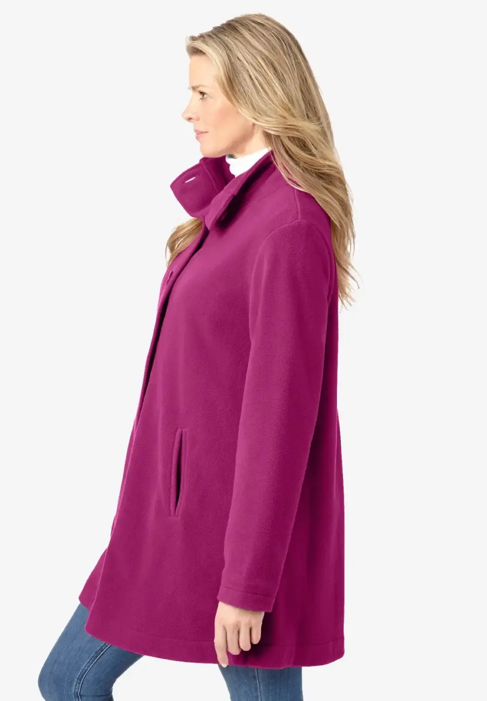 Fleece Swing Funnel-Neck Coat