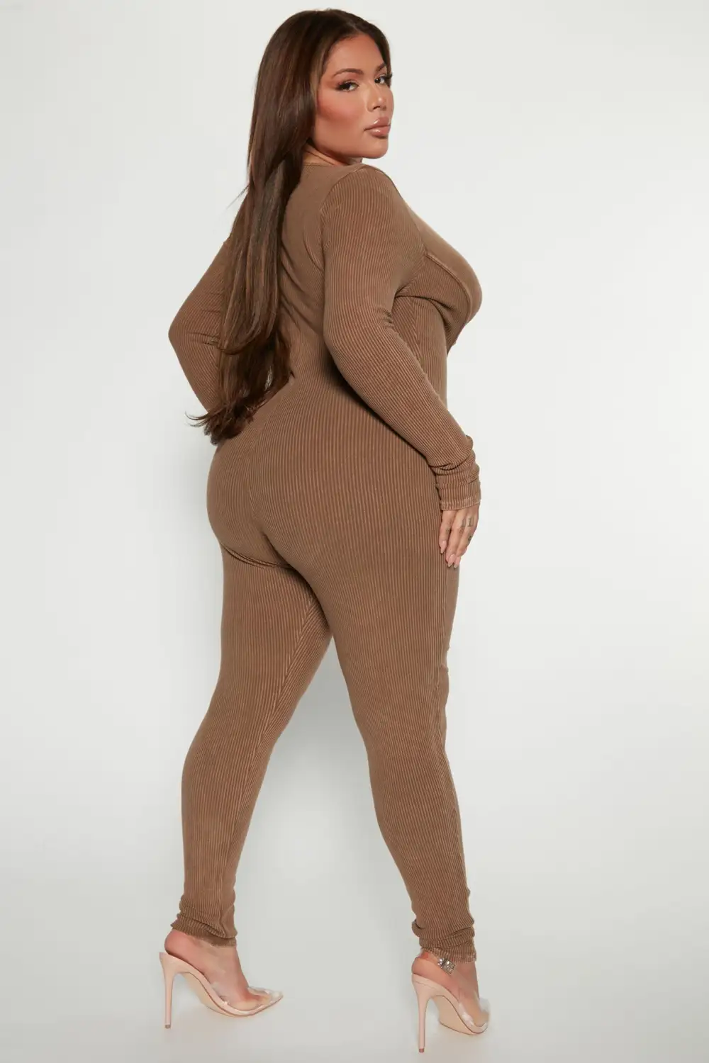 Chicago Ribbed Jumpsuit - Brown