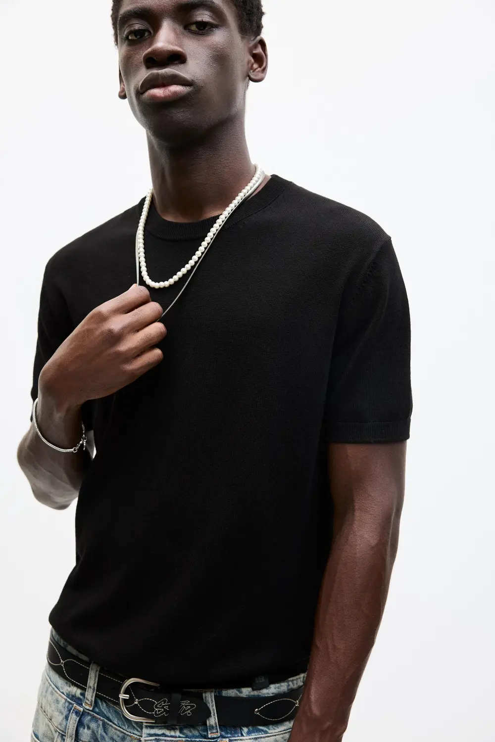 Short sleeve knit T-shirt