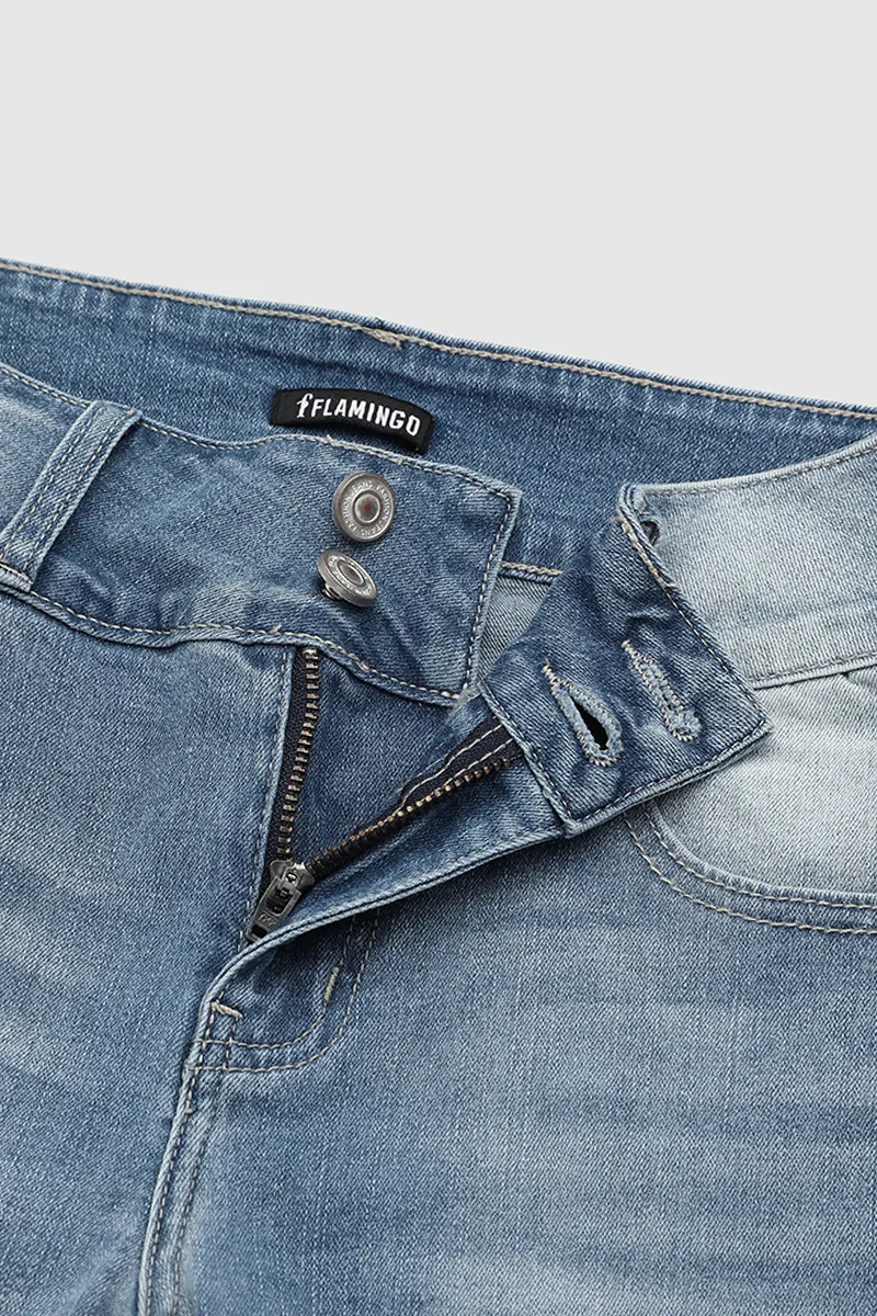 Cut Out Raw Hem Mid Rise Skinny Jeans