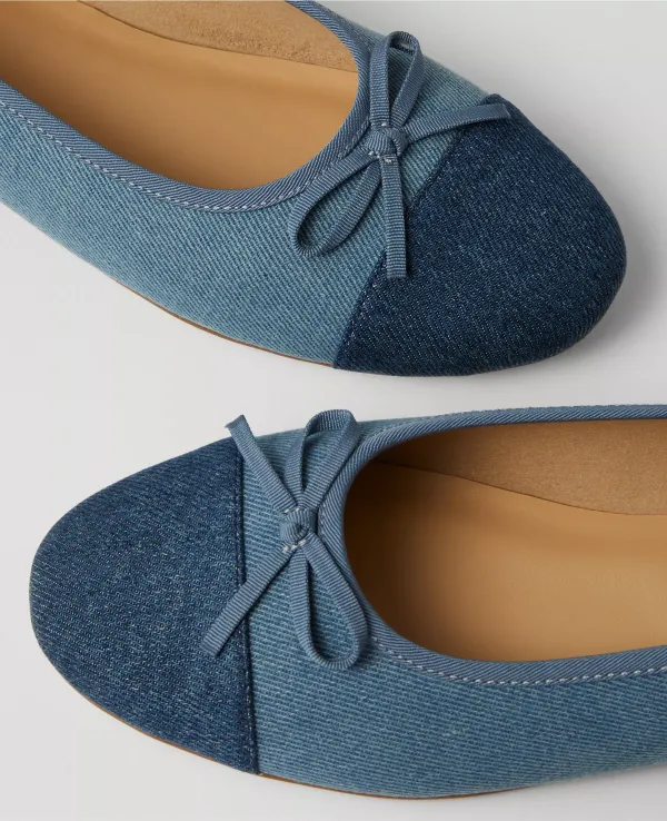 Weekend Collection Denim Cap Toe Ballet Flats